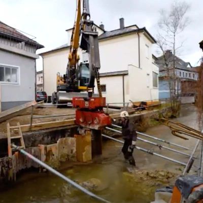 Baustelle: Marktbachbrücke in Seekirchen © Stadtgemeinde Seekirchen / Youtube-Video (Screenshot)