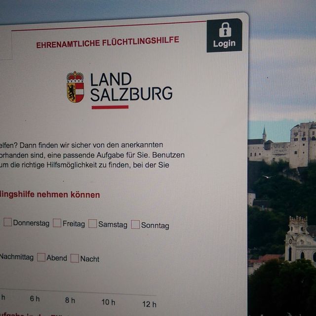 Ehrenamtsbörse: Freiwillige Flüchtlingshilfe in Salzburg (Screenshot) © echonet communication GmbH